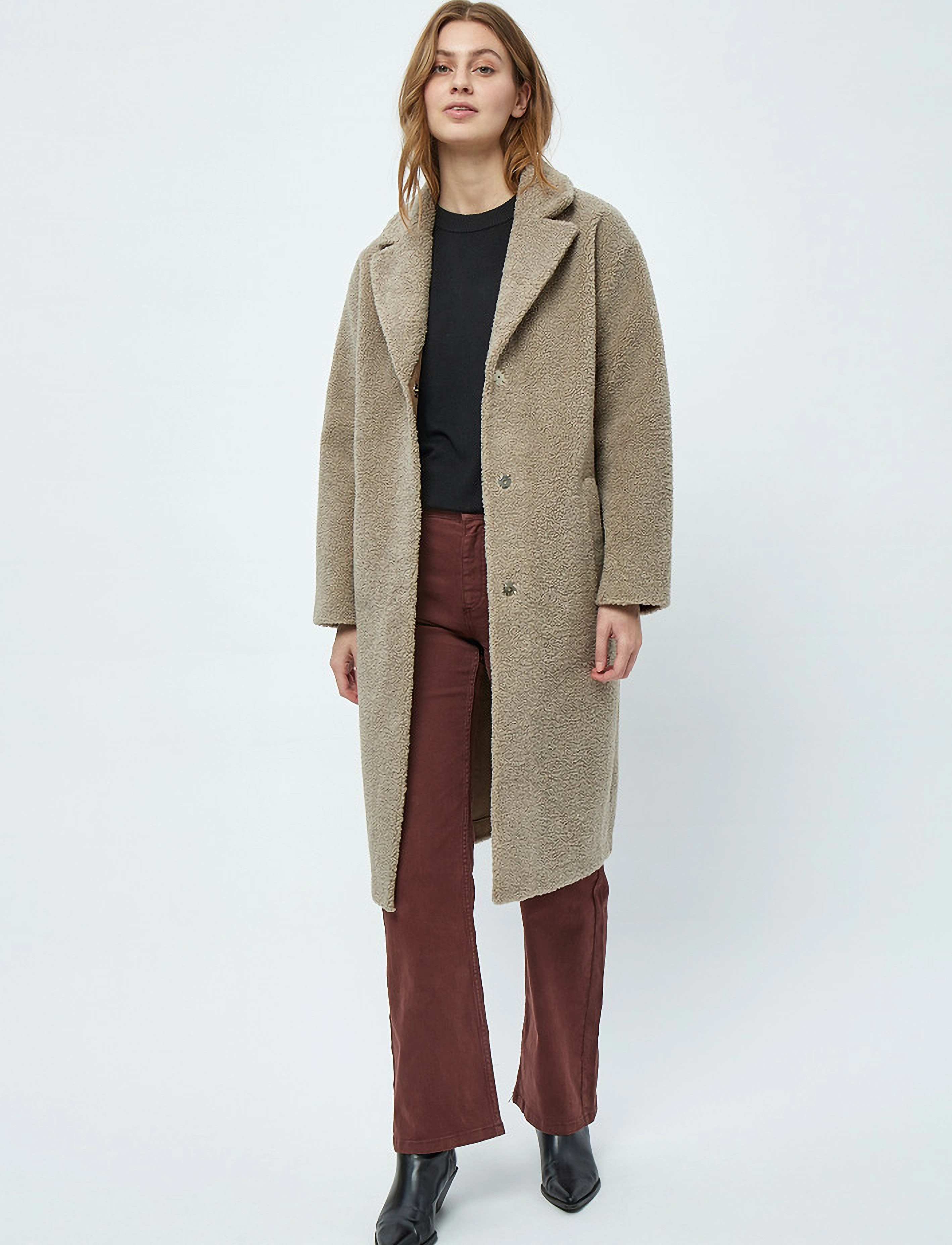 Minus - MSSaidie Vegan Fur Coat - wood smoke - 5
