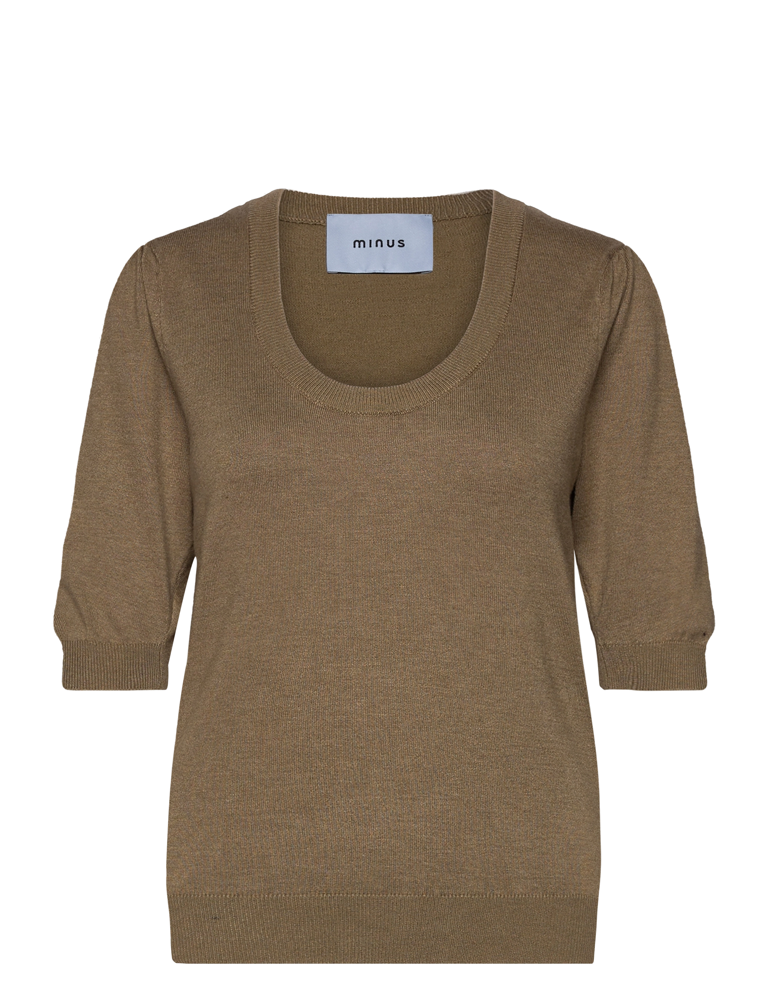 Minus MSPam Scoop Neck Knit T-Shirt - Tøj - GOTHIC OLIVE MELANGE / khaki/green