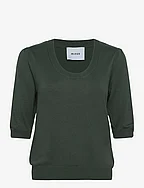 MSPam Scoop Neck Knit T-Shirt - JUNGLE GREEN