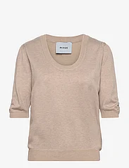 Minus - MSPam Scoop Neck Knit T-Shirt - trøjer - sand gray melange - 0