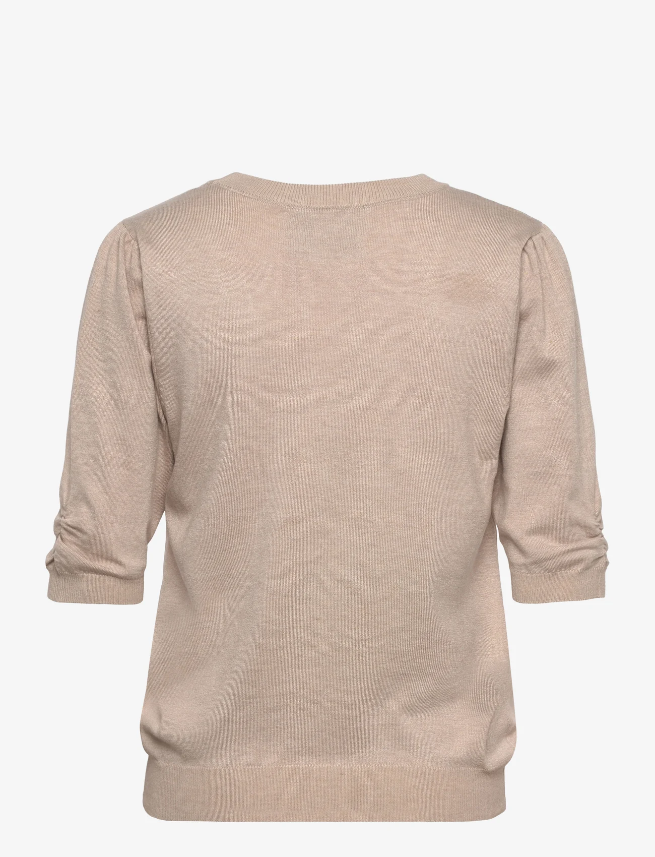 Minus - Pam Scoop Neck Knit T-Shirt - neulepuserot - sand gray melange - 1