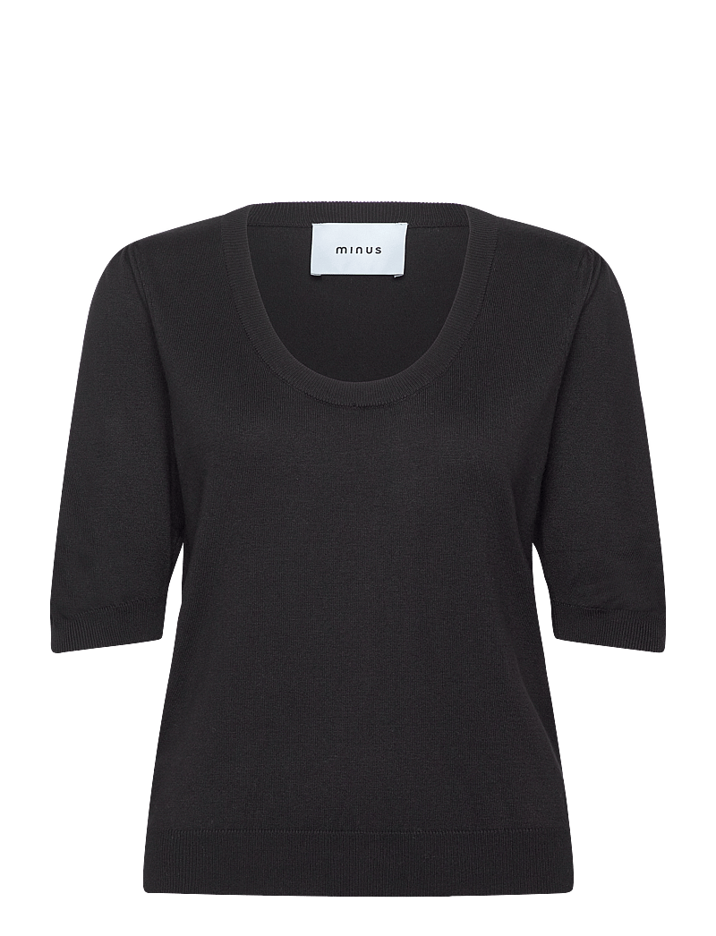 Minus - MSPam Scoop Neck Knit T-Shirt - stickade tröjor - sort - 1
