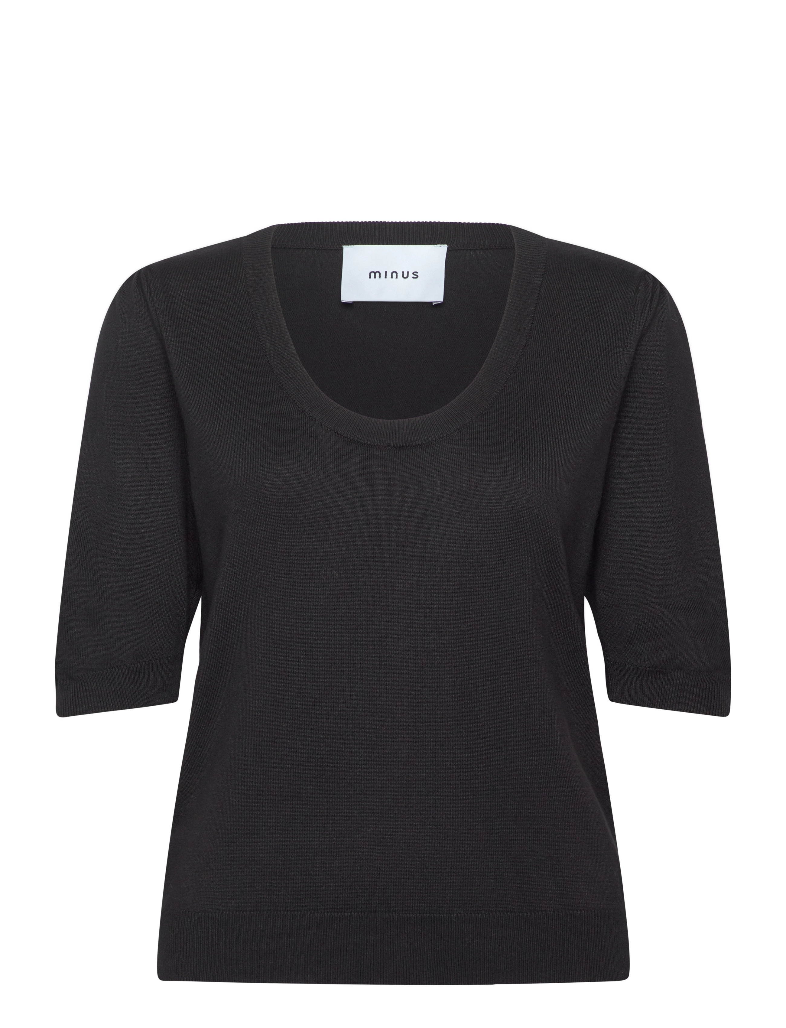 Minus MSPam Scoop Neck Knit T-Shirt - Tøj - SORT / black