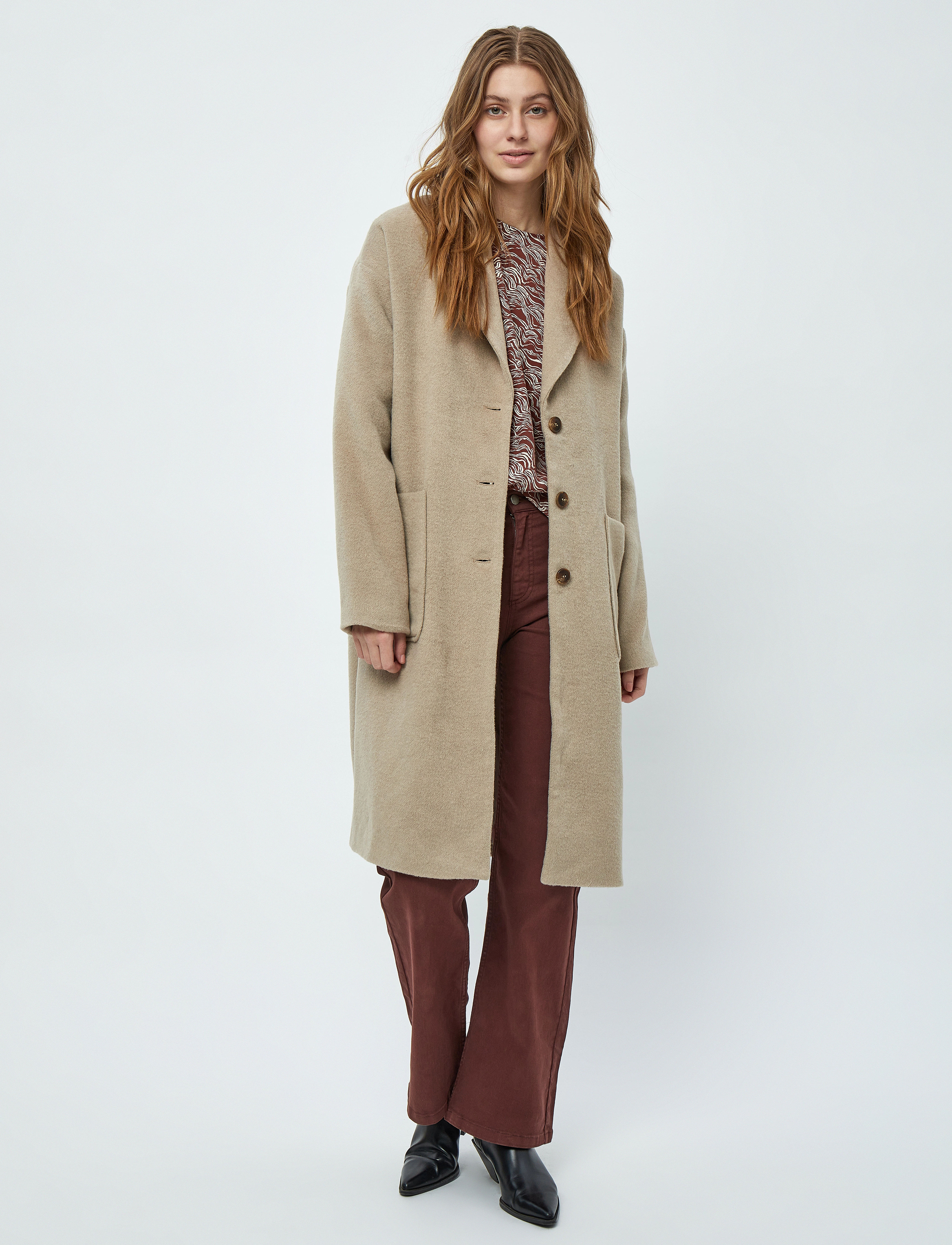 Minus - MSSally Wool Coat - cobblestone - 4