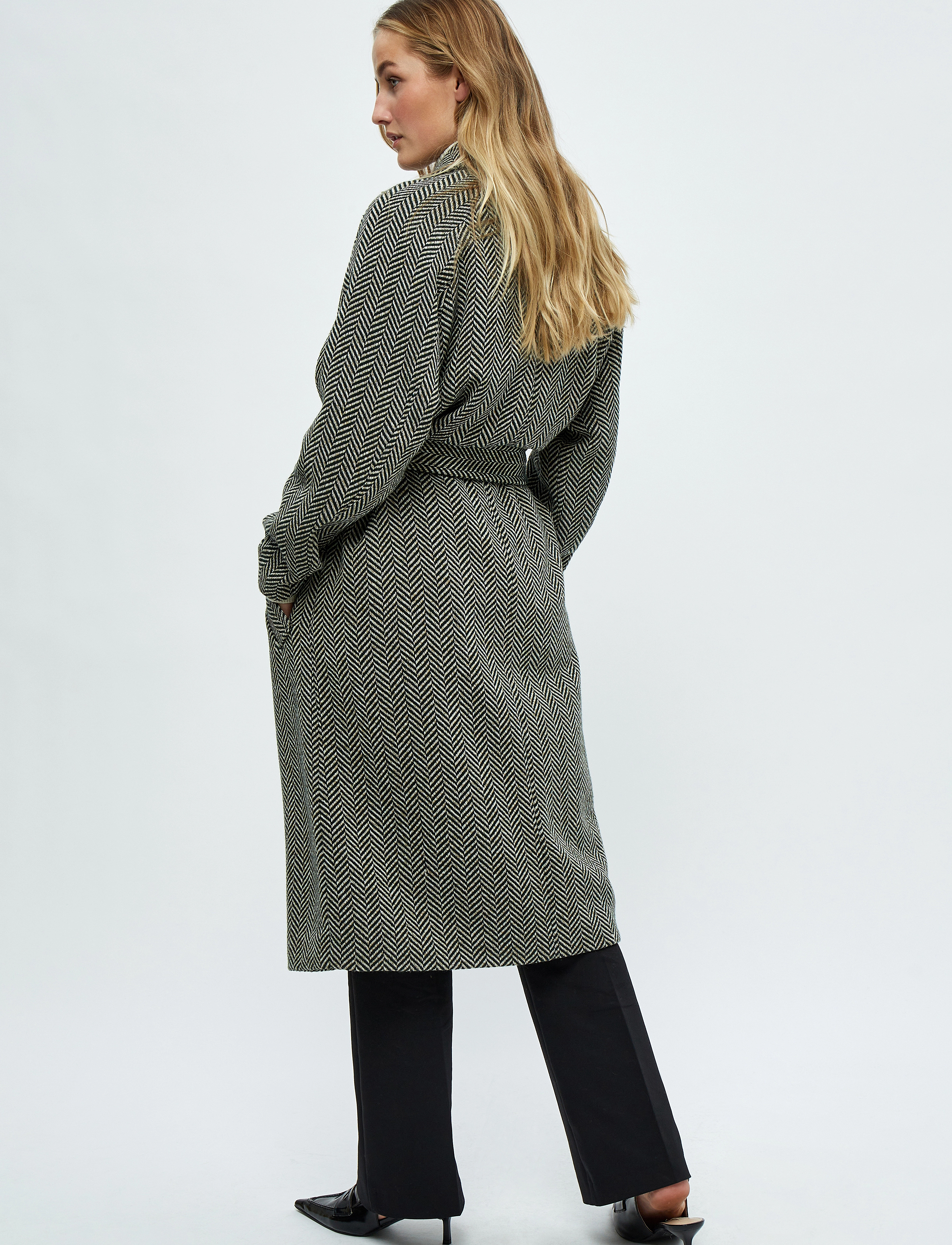 Minus - MSNatalie Woolen Belted Coat - jungle green - 3