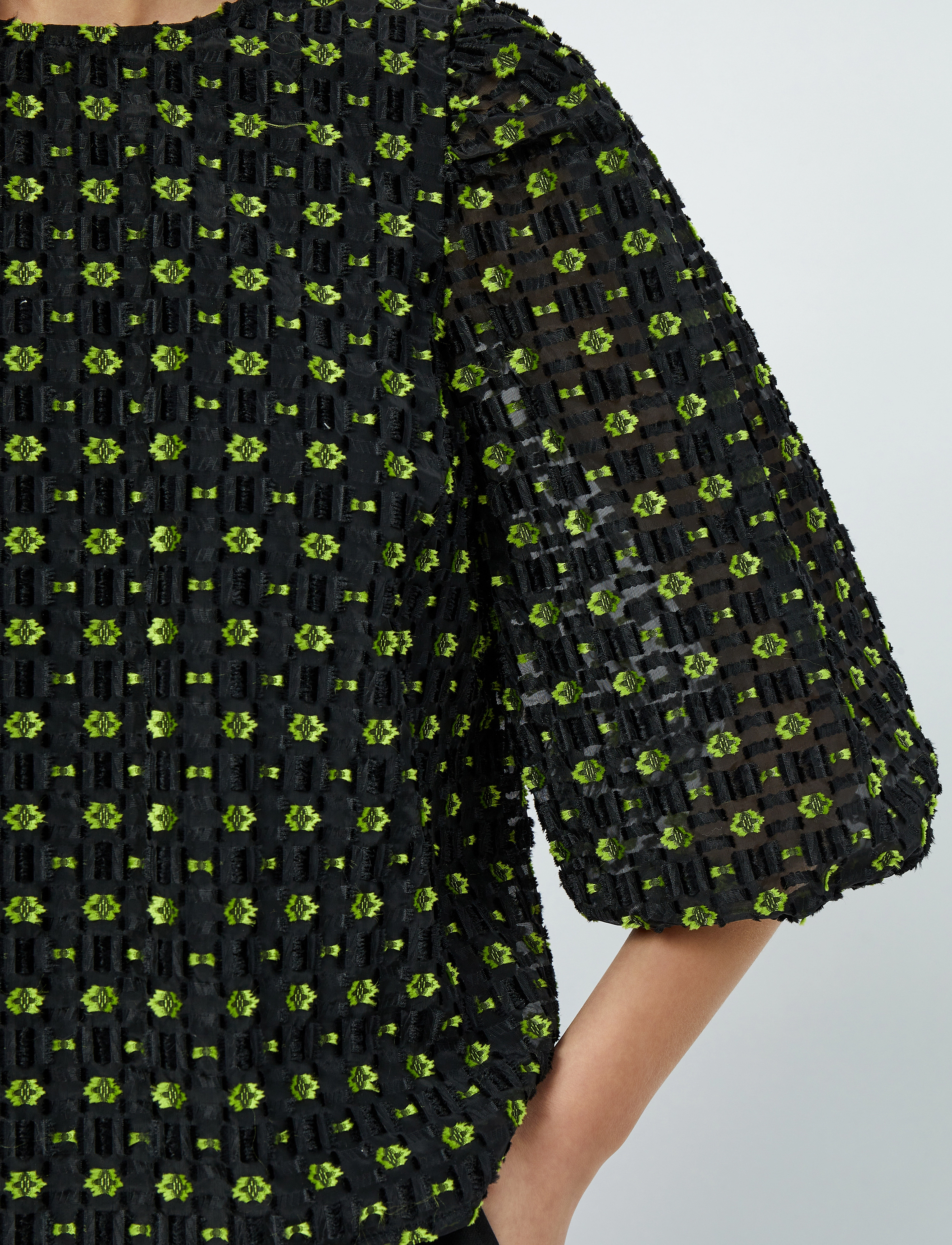 Minus - MSLeandra 3/4 Sleeve Jacquard Blous - macaw green jacquard - 5