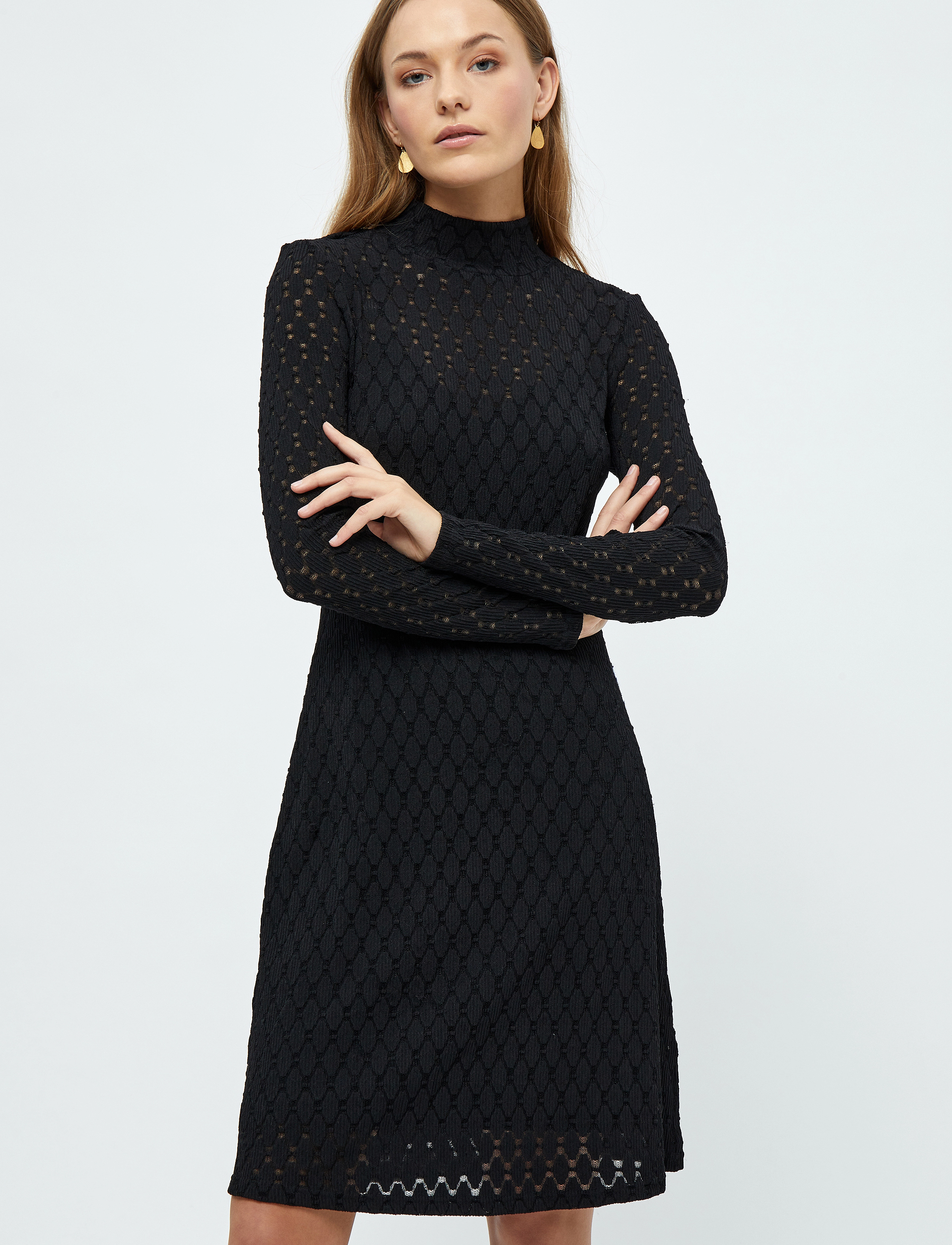 Minus - MSAcella Turtle Neck Midi Dress - sort - 3
