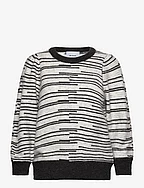 Marilou 3/4 Sleeve Knit Pullover - HIGH-RISE GREY STRIPE