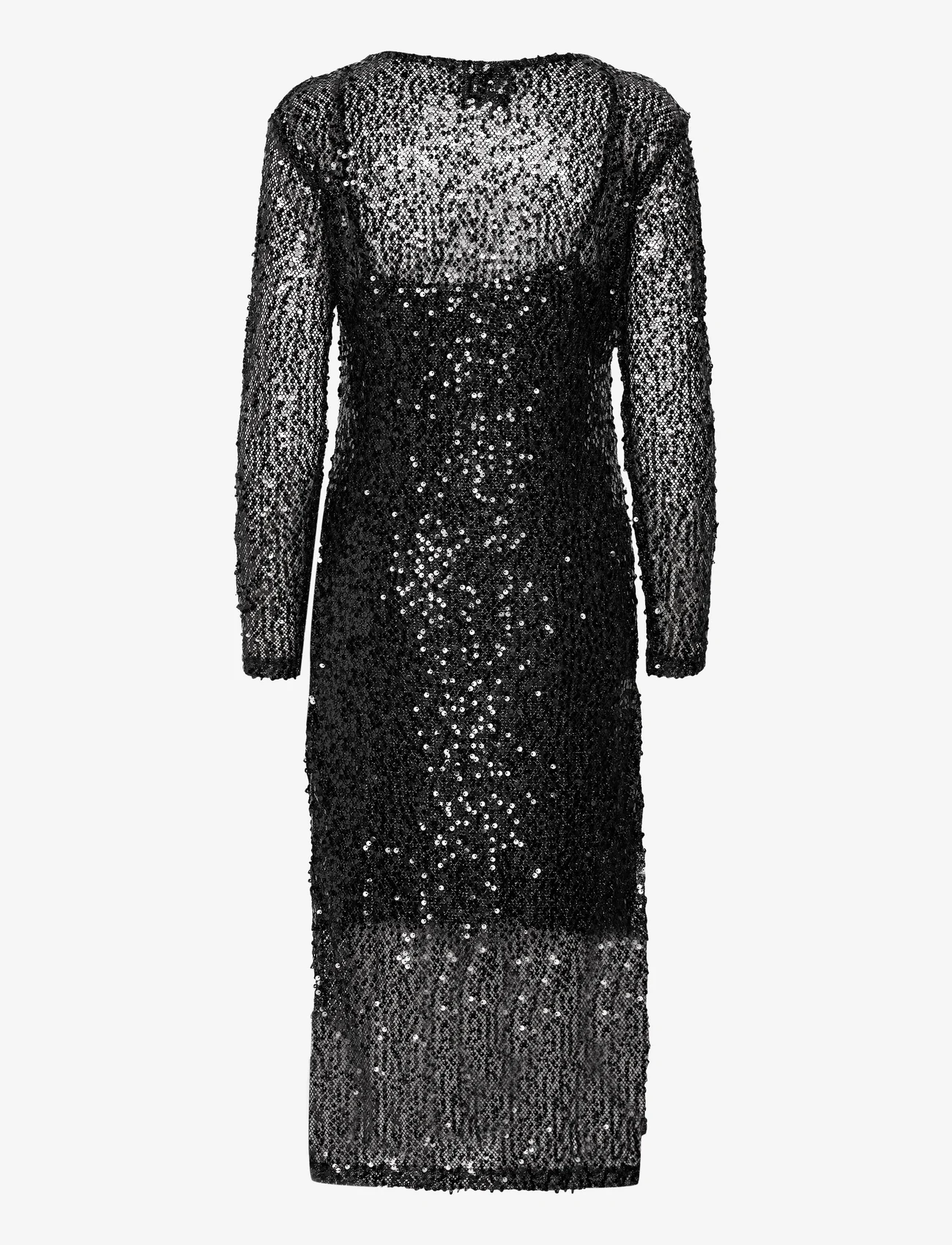 Minus - Mera Glitter Midi Dress - kleitas ar vizuļiem - sort - 1