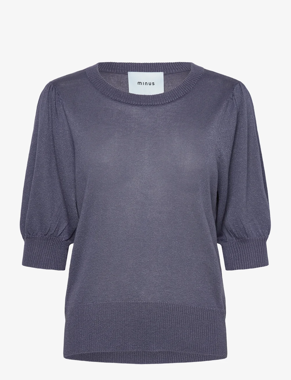 Minus - MSLiva Puff Sleeve Metallic Knit Pu - striktrøjer - nightshadow metal. - 0
