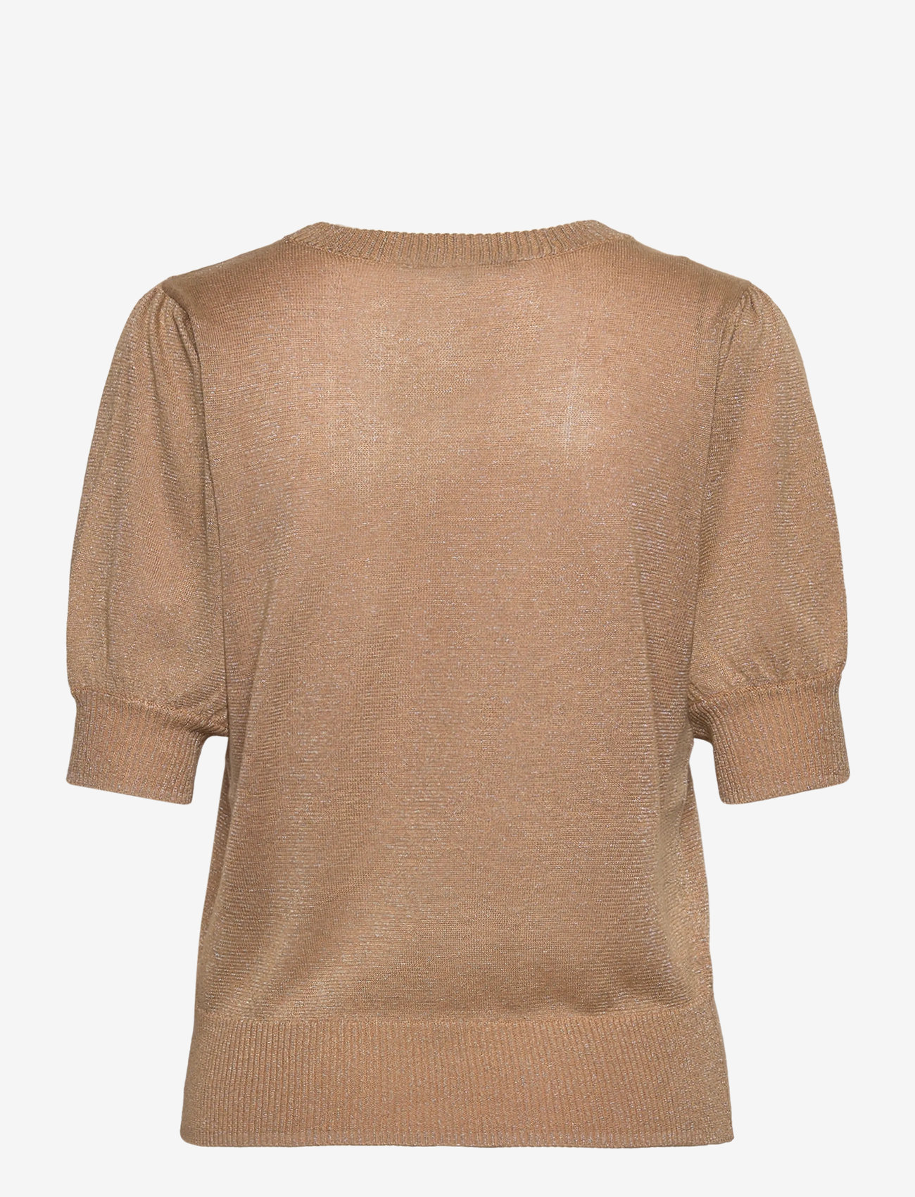 Minus - MSLiva Puff Sleeve Metallic Knit Pullover - striktrøjer - tan metal. - 2