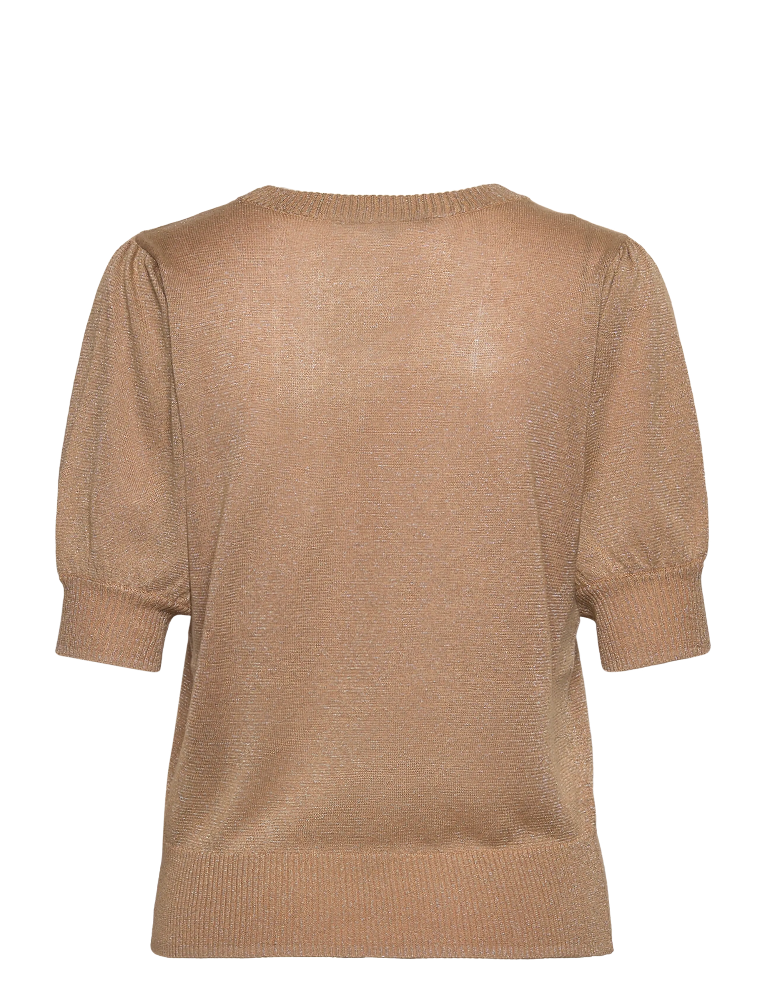 Minus - MSLiva Puff Sleeve Metallic Knit Pullover - pulls - tan metal. - 2