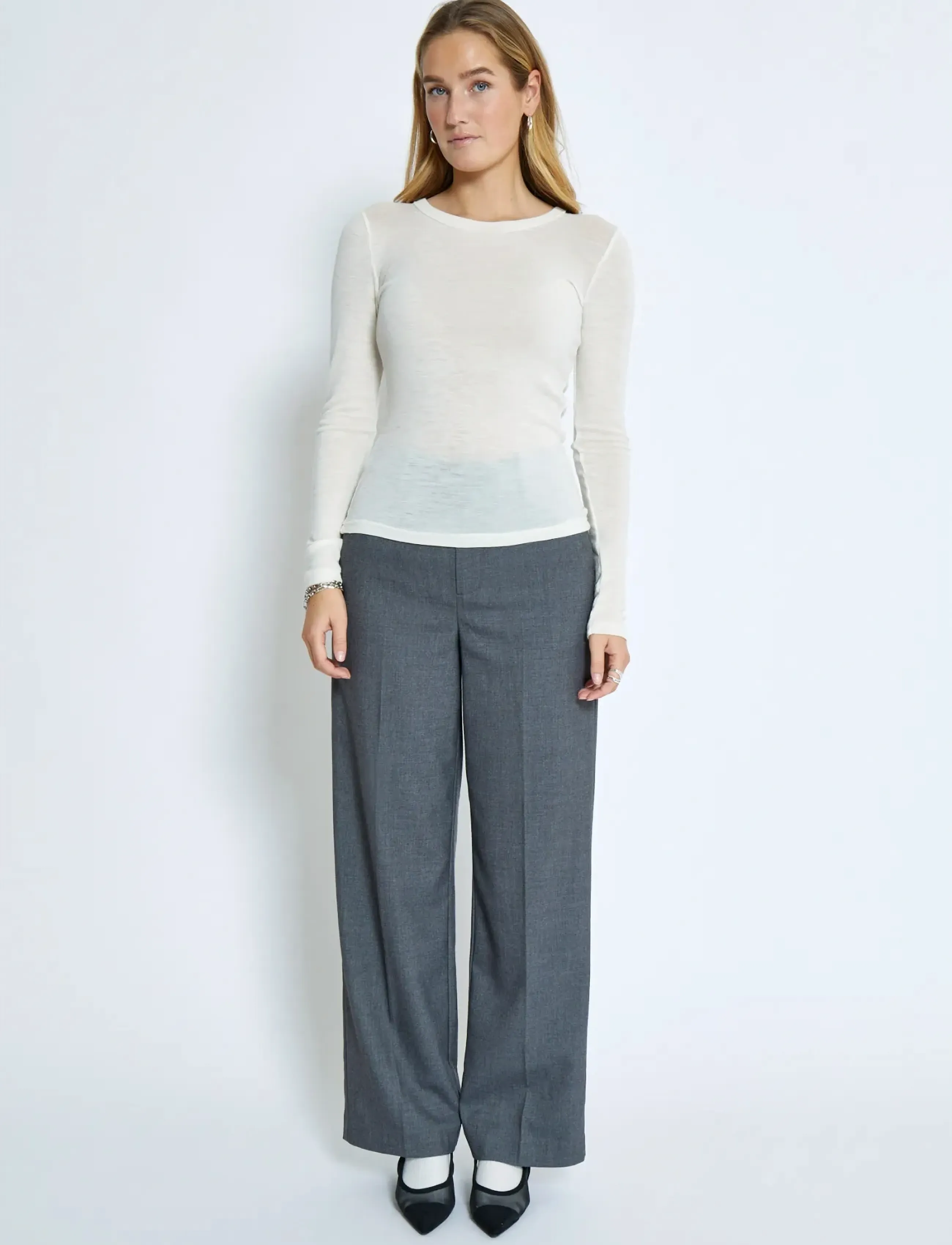 Minus - MSCally Long Sleeve Top - långärmade toppar - broken white - 4