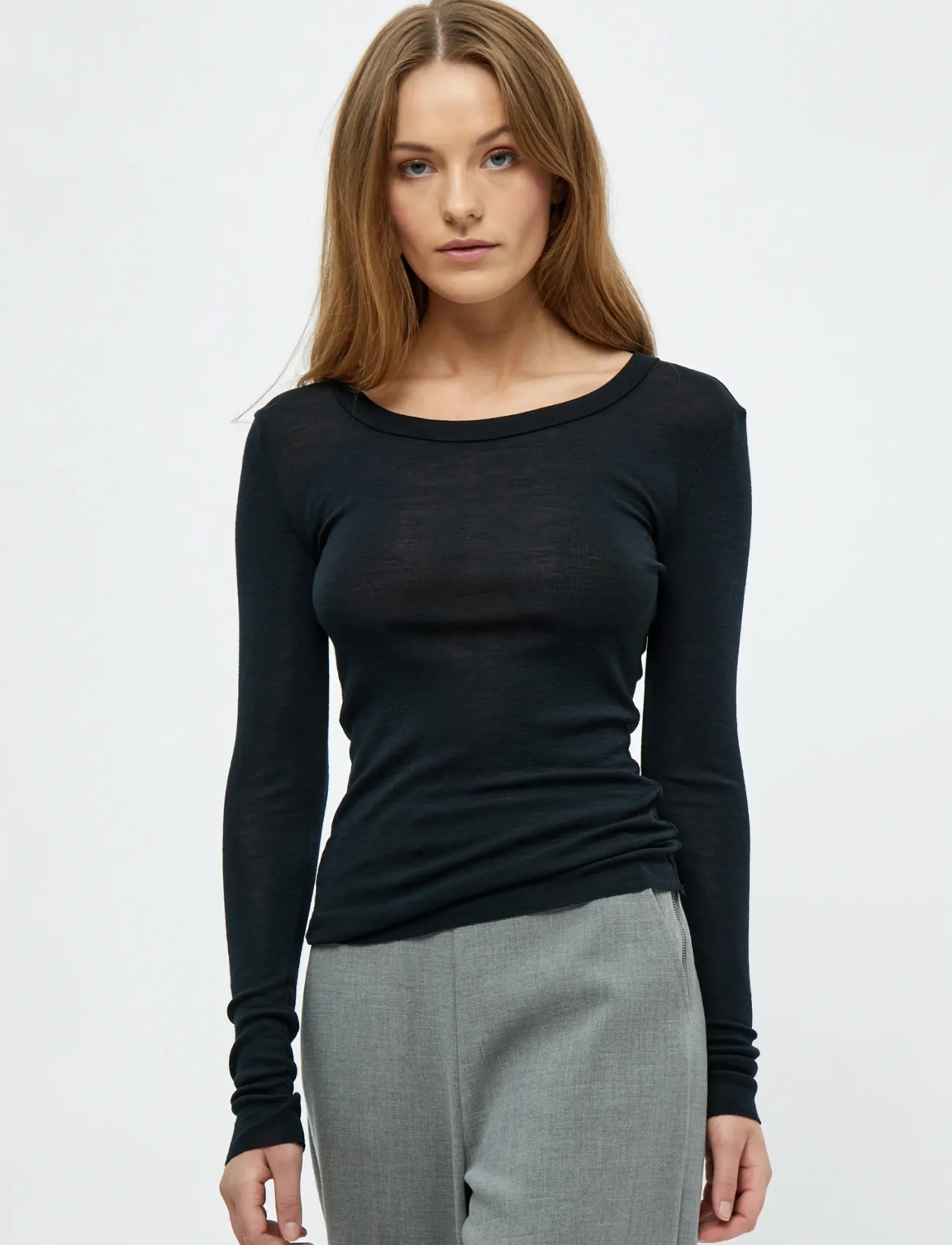 Minus Mscally Long Sleeve Top, Kvinder, Langærmet Top, Sort, Str: L