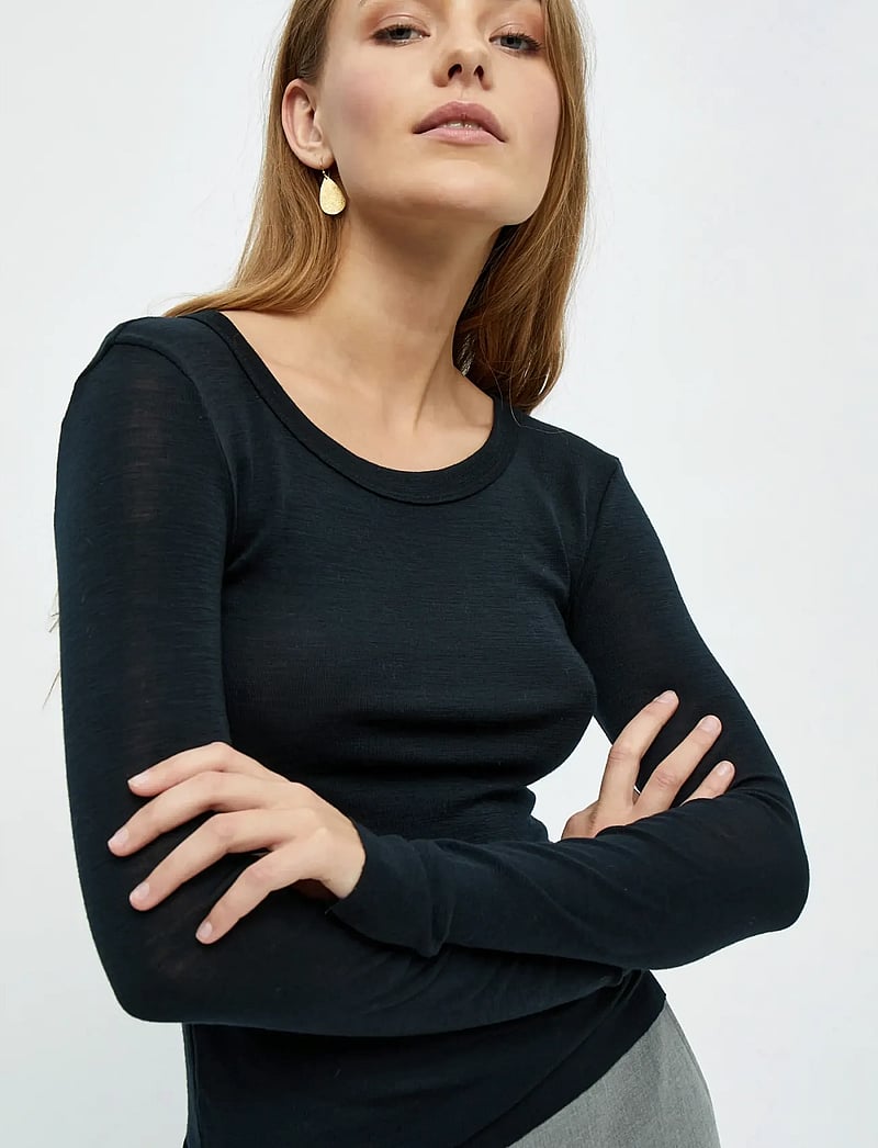 Minus - MSCally Long Sleeve Top - langärmlige tops - sort - 4