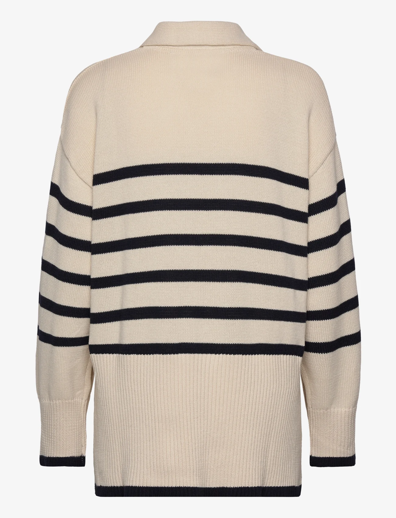 Minus - Leonie Collar Knit Pullover - jumpers - gardenia stripe - 1