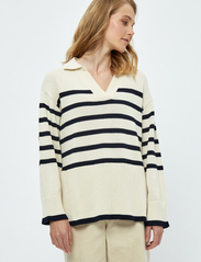 Minus - Leonie Collar Knit Pullover - jumpers - gardenia stripe - 4