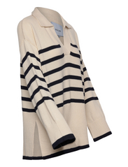 Minus - Leonie Collar Knit Pullover - jumpers - gardenia stripe - 3
