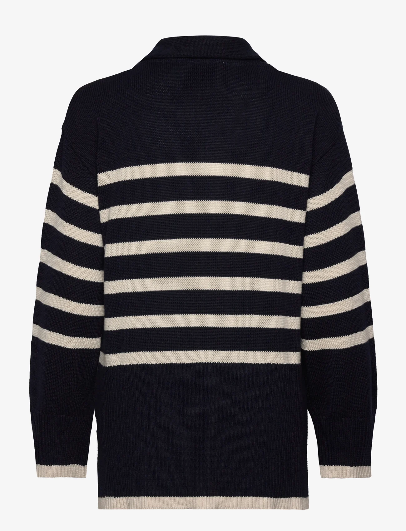 Minus - Leonie Collar Knit Pullover - jumpers - navy stripe - 1