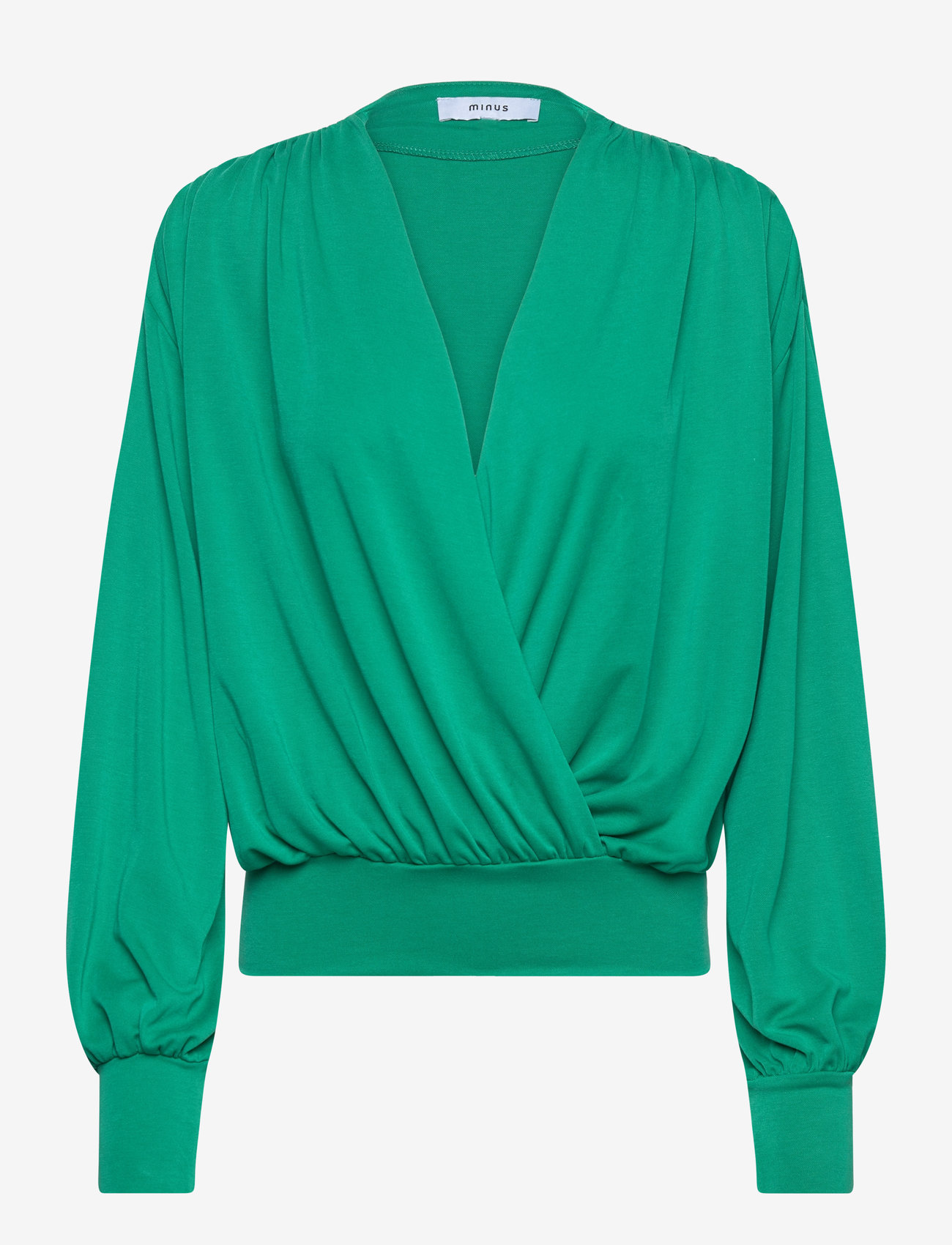 Minus - MSGasia Modal Wrap Blouse - langærmede bluser - golf green - 0