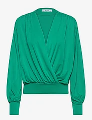 Minus - MSGasia Modal Wrap Blouse - long sleeved blouses - golf green - 1