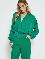 Minus - MSGasia Modal Wrap Blouse - long sleeved blouses - golf green - 0