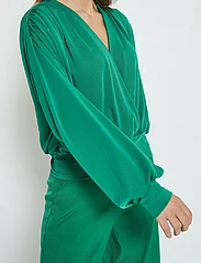 Minus - MSGasia Modal Wrap Blouse - long sleeved blouses - golf green - 6
