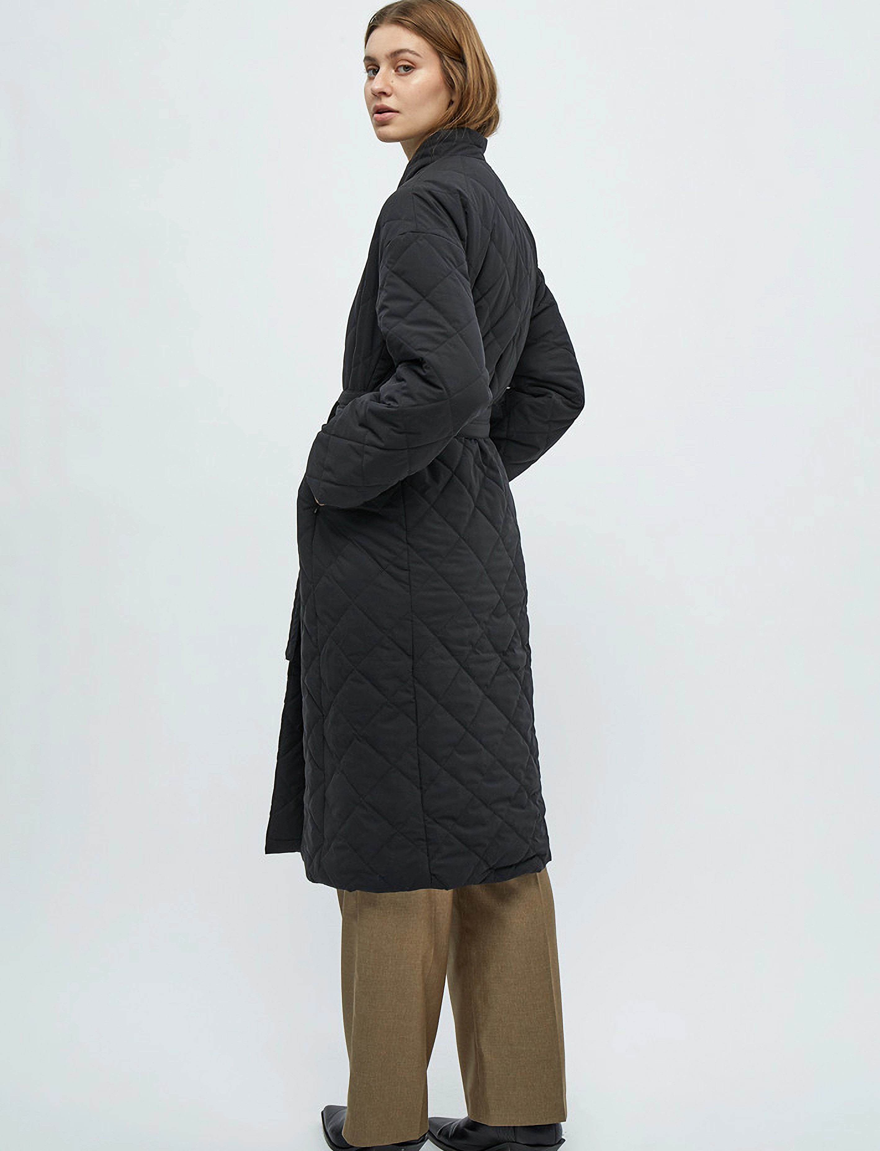 Minus - Naria Padded Wrap Coat - sort - 3