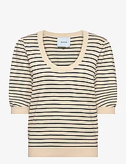 Minus - MSPam Striped Knit T-Shirt - pullover - sand gray stripe - 0