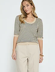 Minus - MSPam Striped Knit T-Shirt - trøjer - sand gray stripe - 2
