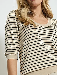 Minus - MSPam Striped Knit T-Shirt - swetry - sand gray stripe - 5