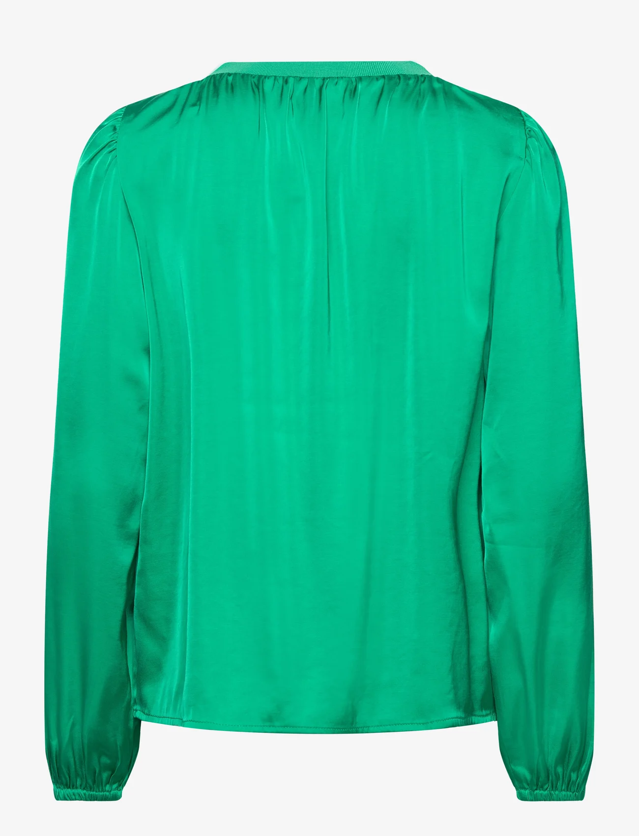 Minus - MSSelva V-Neck Blouse - long-sleeved blouses - golf green - 1