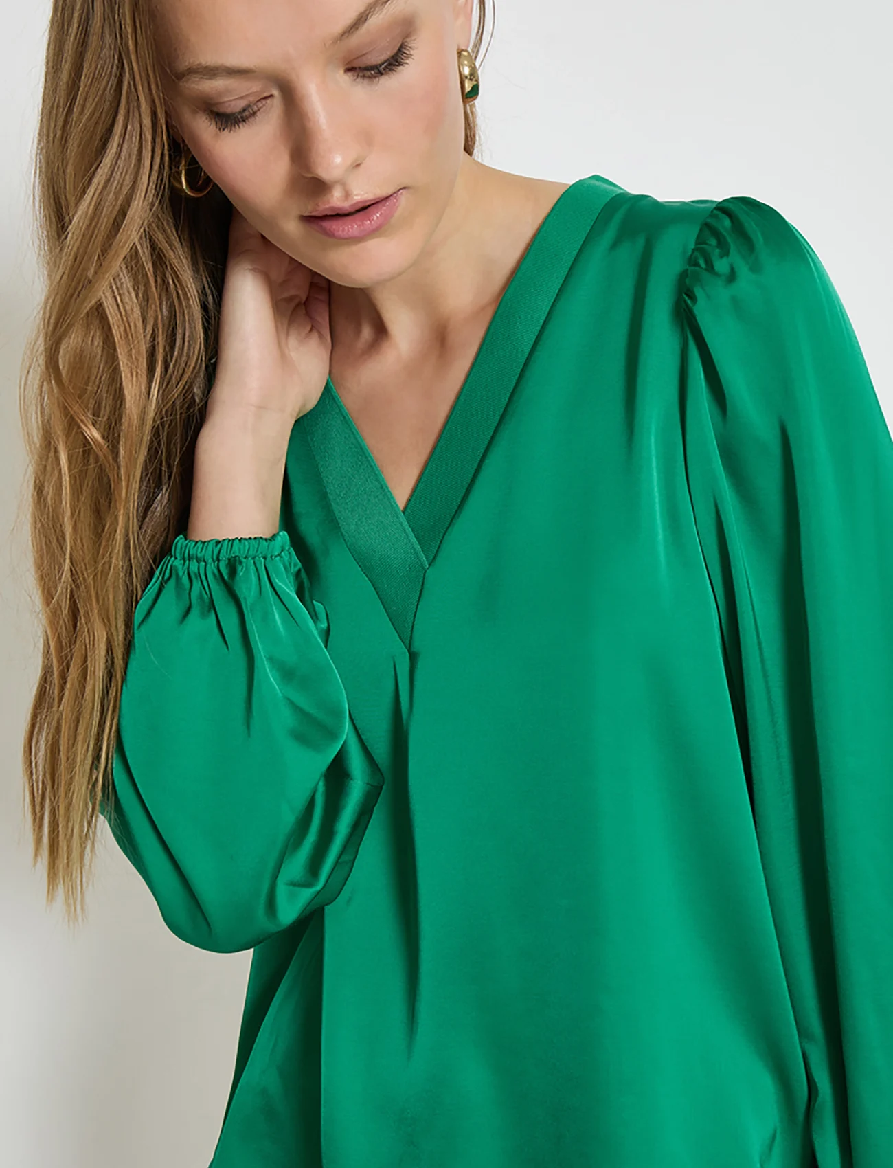 Minus - MSSelva V-Neck Blouse - blouses met lange mouwen - golf green - 0