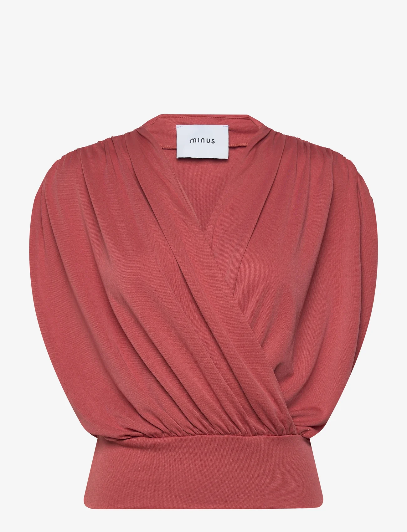 Minus - MSElvie Modal Wrap Top - sleeveless blouses - barn red - 0