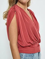 Minus - MSElvie Modal Wrap Top - sleeveless blouses - barn red - 5
