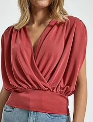 Minus - MSElvie Modal Wrap Top - sleeveless blouses - barn red - 6