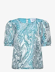 Minus - MSAlika Round Neck Blouse - blouses korte mouwen - lake blue - 0