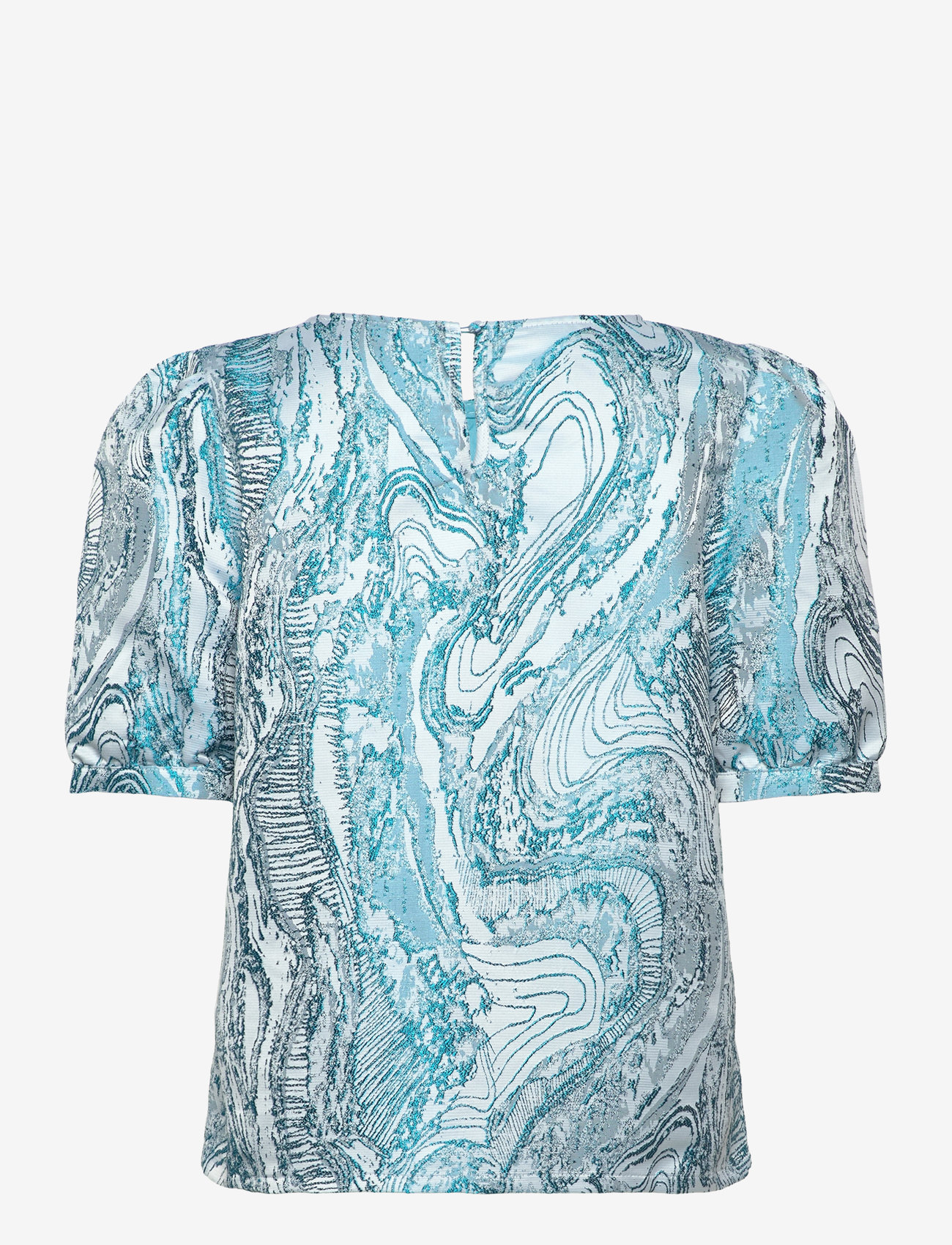 Minus - MSAlika Round Neck Blouse - kortærmede bluser - lake blue - 2