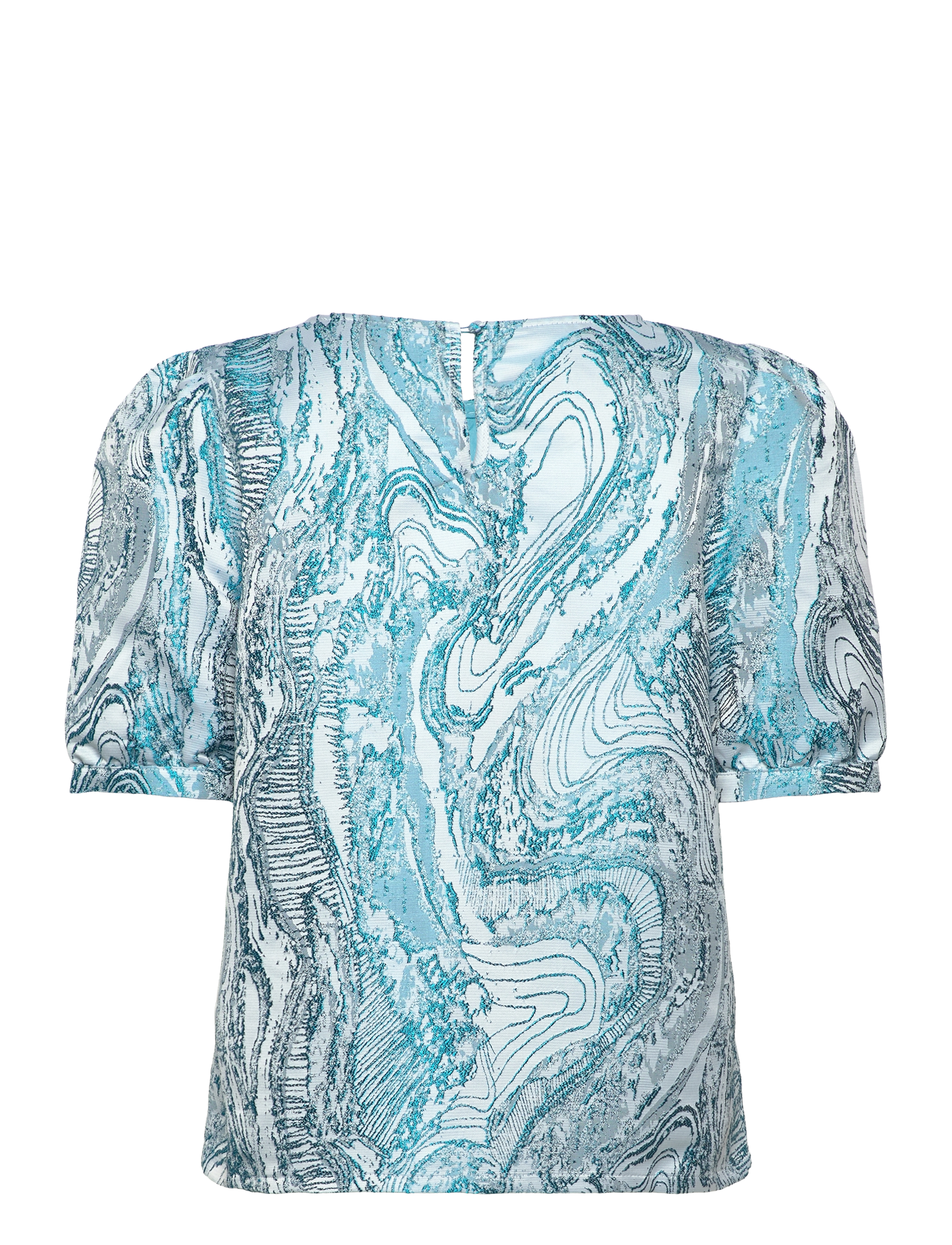 Minus - MSAlika Round Neck Blouse - kurzämlige blusen - lake blue - 2