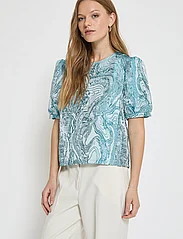 Minus - MSAlika Round Neck Blouse - blouses korte mouwen - lake blue - 3