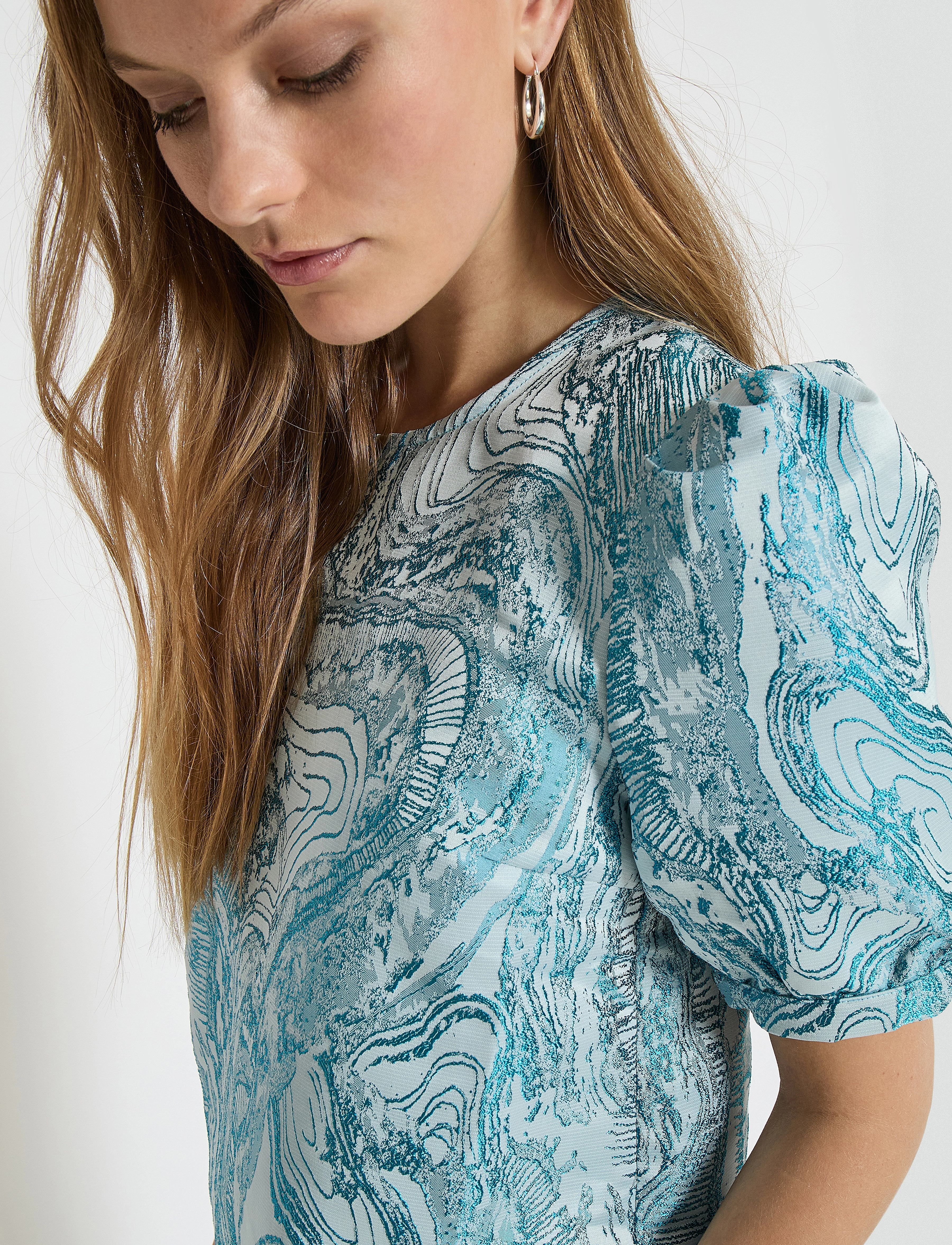 Minus - MSAlika Round Neck Blouse - kurzämlige blusen - lake blue - 5