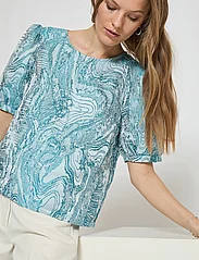 Minus - MSAlika Round Neck Blouse - blouses korte mouwen - lake blue - 6