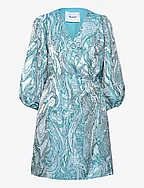 MSAlika Short Wrap Dress - LAKE BLUE