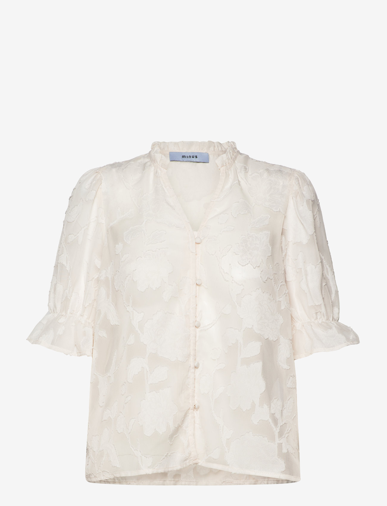 Minus - MSRekira V-Neck Blouse - kurzämlige blusen - light birch - 1