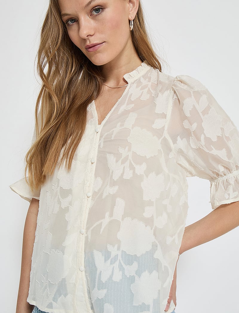 Minus - MSRekira V-Neck Blouse - bluzki z krótkim rękawem - light birch - 4