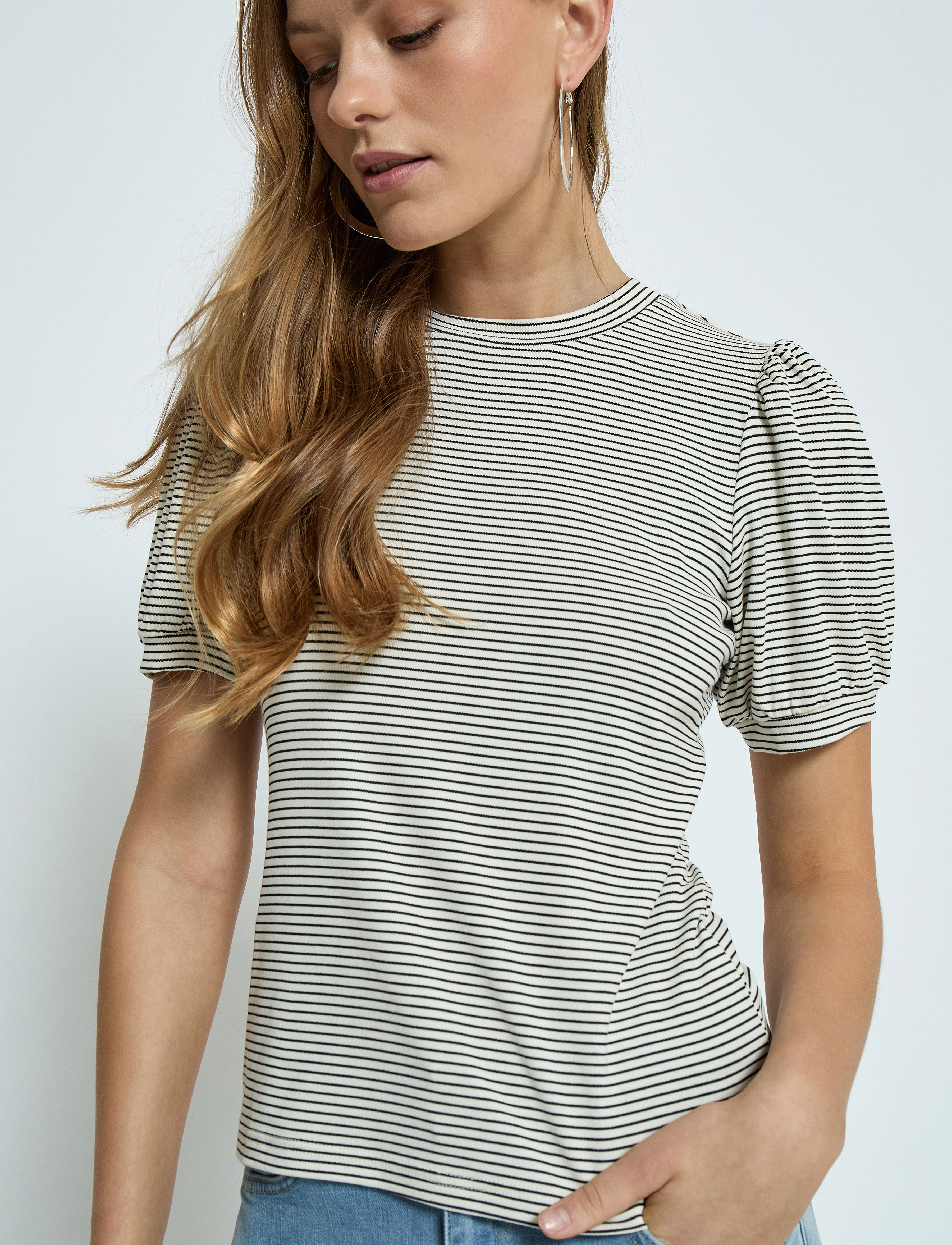 Minus - MSJuma Short Sleeve Tee - cloud dancer stripe - 4
