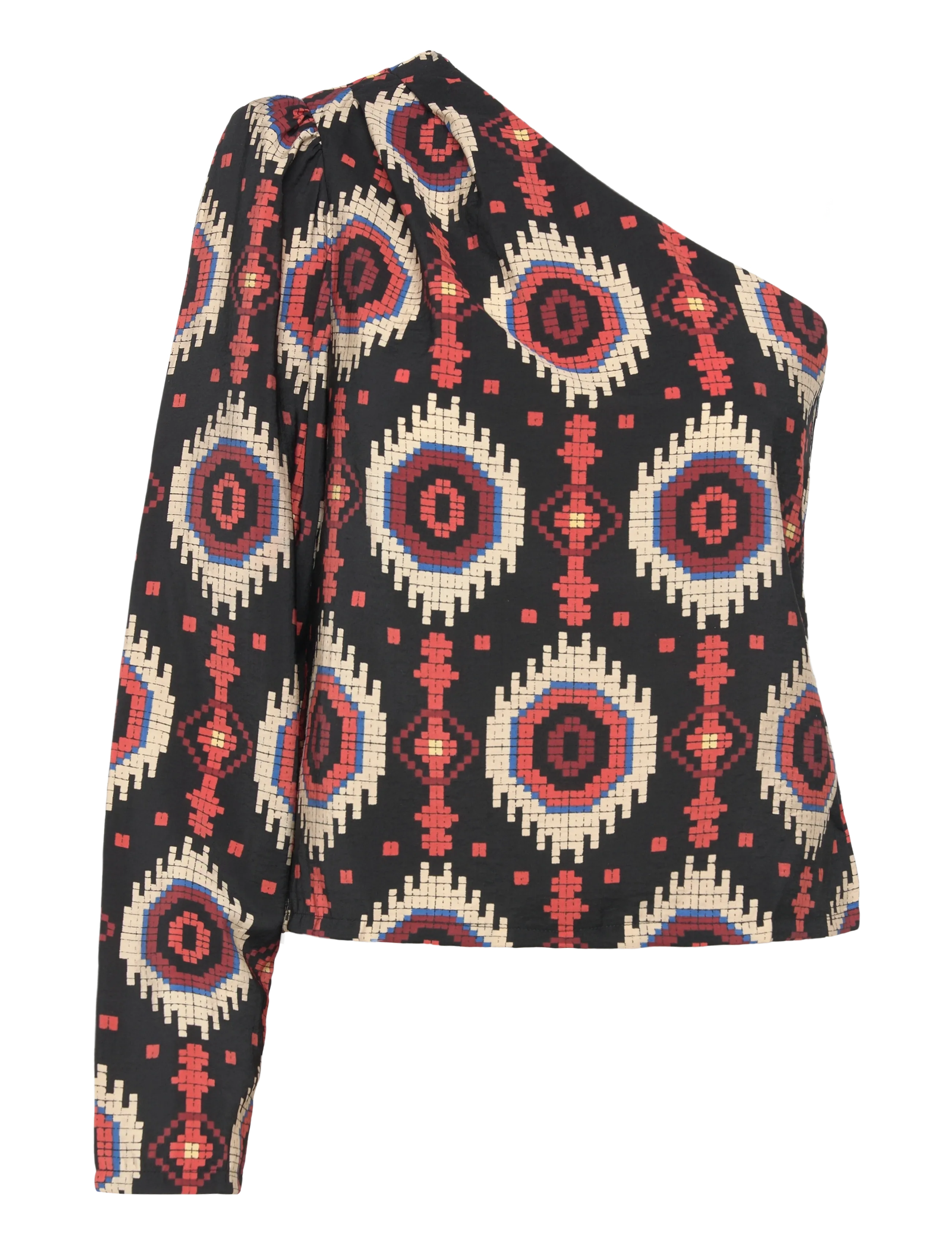 Minus MSCora One Shoulder Blouse - Bluser - MADDER BROWN PRINT / multi