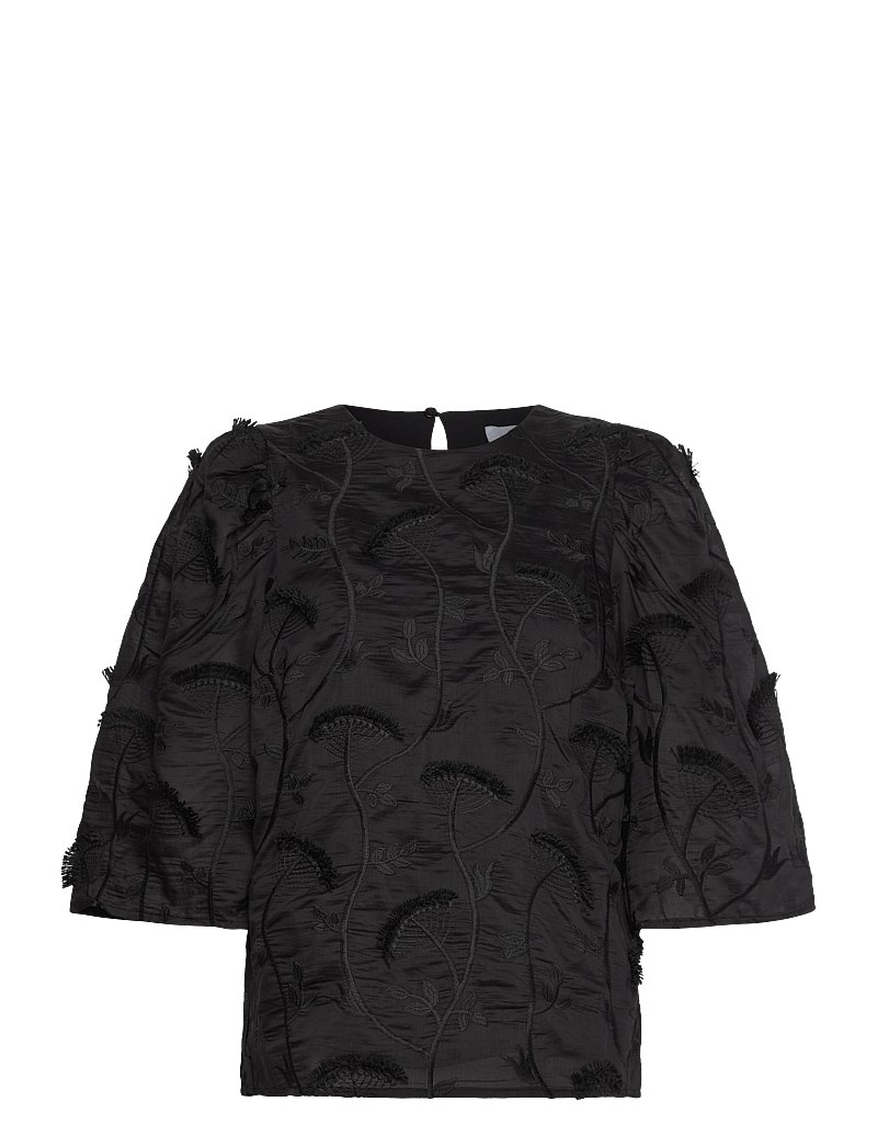 Minus - MSPiper Round Neck Blouse - kortärmade blusar - sort - 0