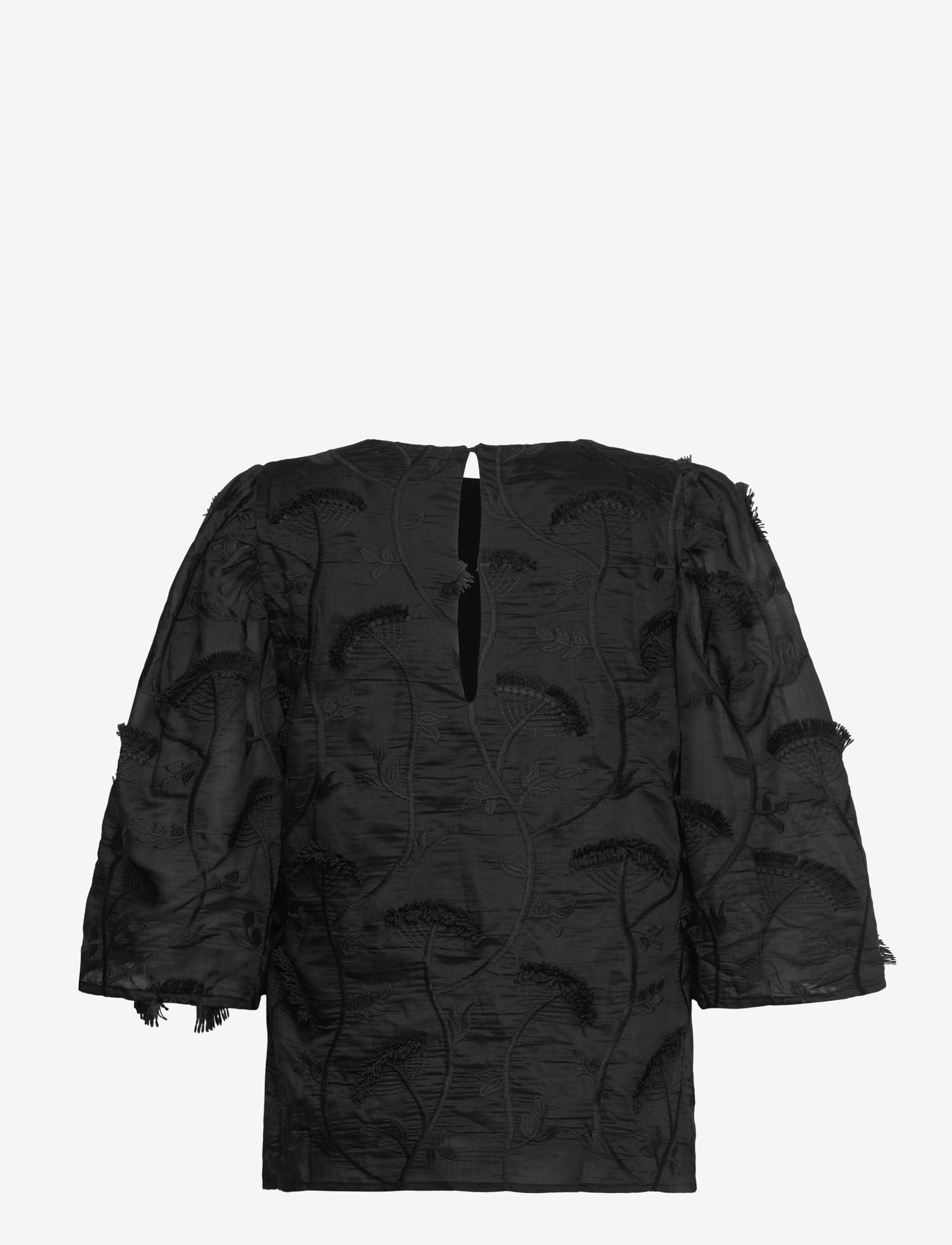 Minus - MSPiper Round Neck Blouse - kortärmade blusar - sort - 1