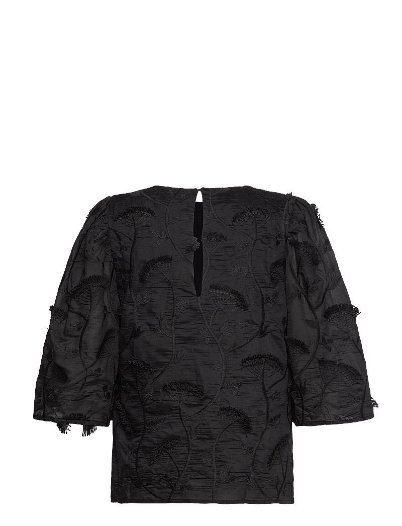 Minus - MSPiper Round Neck Blouse - kortärmade blusar - sort - 1